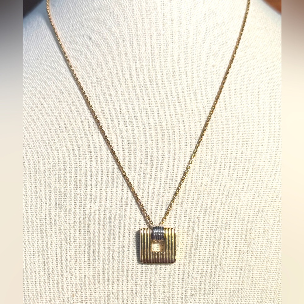 Christian Dior- Vintage Square Top Gold Plated Necklace